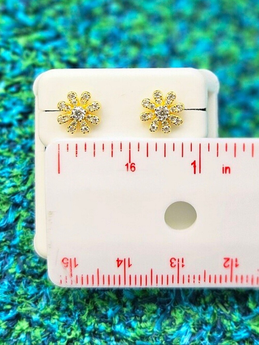 Moissanite Flower Earrings - Gold over Sterling Silver - 1 CTW - Picture 2 of 3